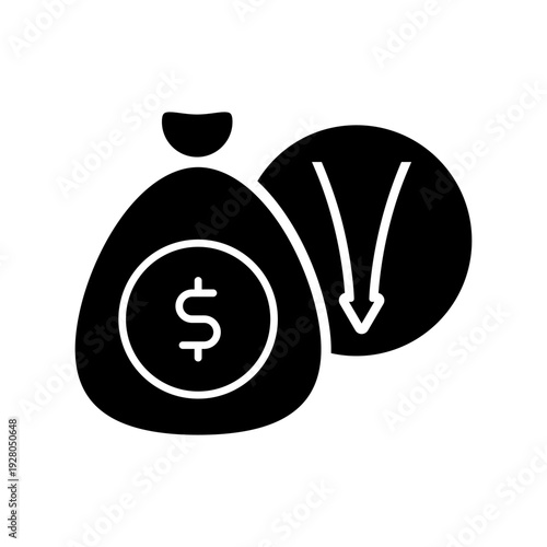 Financial losses vector icon. Revenue decline Illustration sign. Market decline symbol. Economic decline logo.