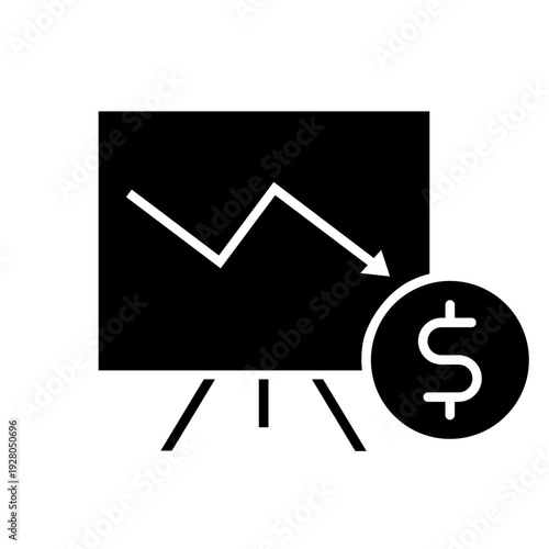Financial losses vector icon. Revenue decline Illustration sign. Market decline symbol. Economic decline logo.