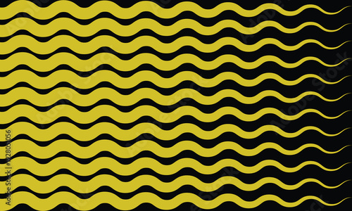 Seamless Yellow Wavy Line Pattern on Black Background