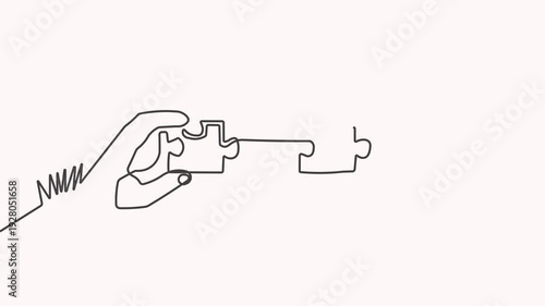 hand holding key. One line drawing Vector 
