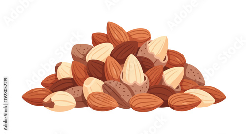 Cute cartoon nuts and seeds with smiling faces in a row