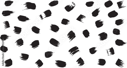 Set of 40 black paint brush strokes vector