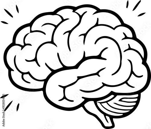 Doodle Brain Hand Drawn