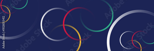 Abstract colorful overlapping circles on dark blue background, vector illustration