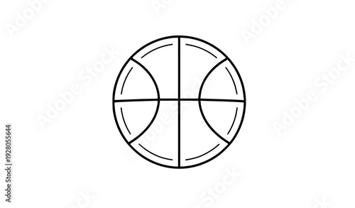 Minimal Basketball Icon Vector – Line Art Sports Symbol