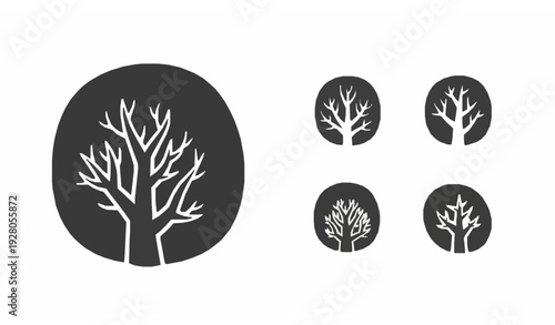 Modern autumn tree icon set with stylized seasonal forest symbols vector