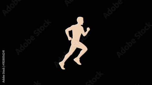 Animated running man silhouette revealing pixelated effects