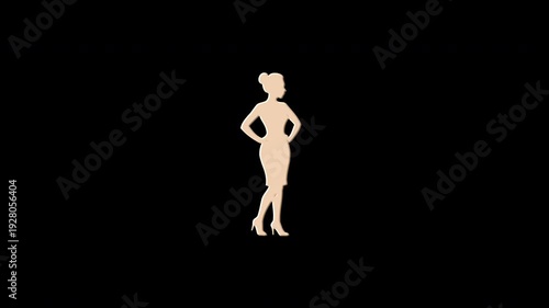 Digital hologram of businesswoman appearing and disappearing
