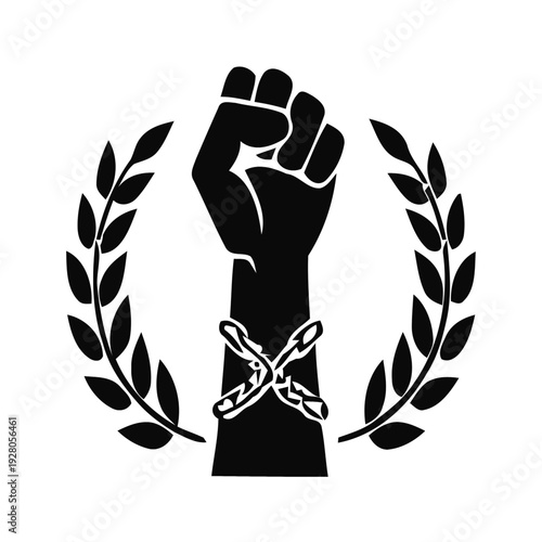 Women Empowerment Raised Fist Symbol with Broken Chain Feminism Illustration