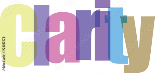 Clarity Text Logo in Multicolored Typography with Soft Pastel Colors on White Background for Branding