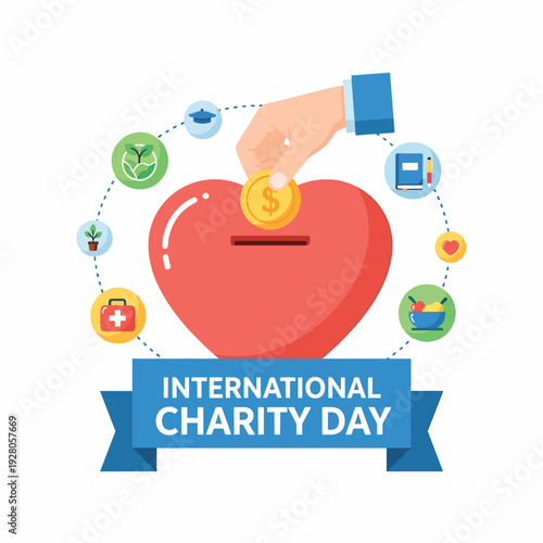 Hand Donating Coin to Heart Charity.