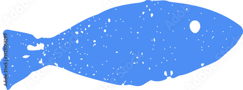Blue Fish Stamp Textured