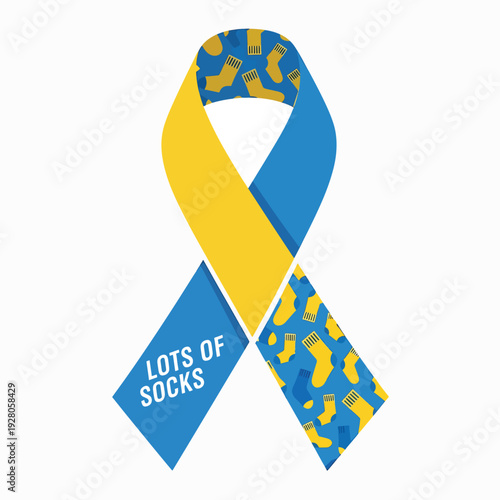 Blue and yellow awareness ribbon socks.