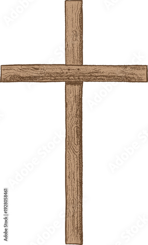Wooden Cross Hand Drawn