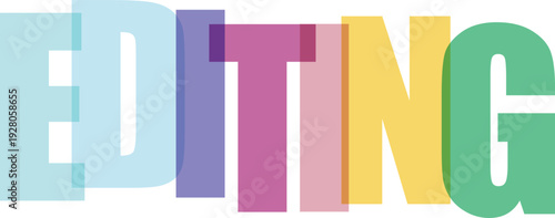 Colorful Editing Text in Pastel Colors with Bold Typography in Modern Flat Design for Graphic Design