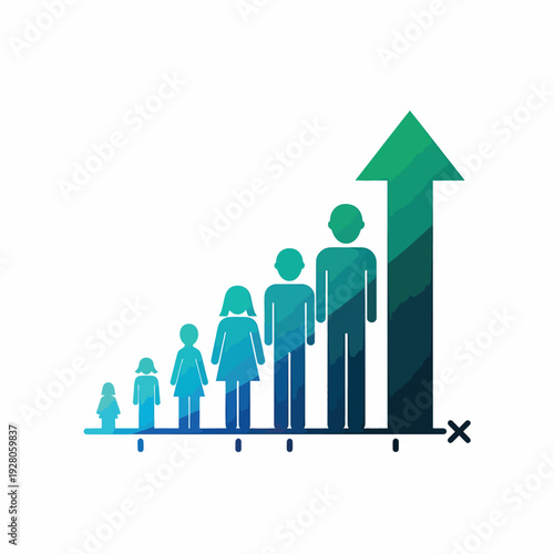 Growing Business Graph with Human Figures.