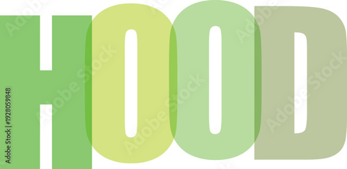 Hood Text Logo in Green Gradient Typography on White Background for Branding