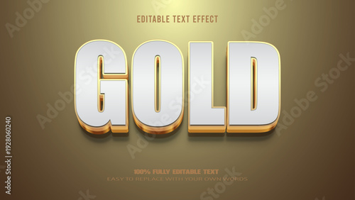gold editable text effect 3d vector