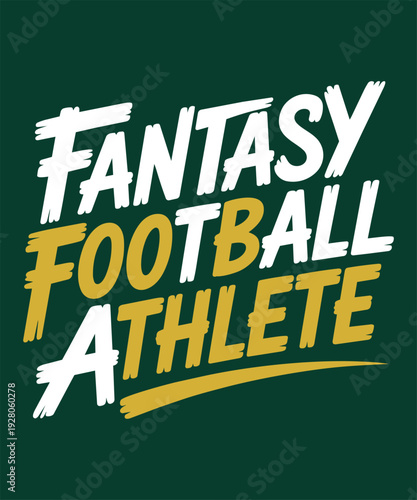 Fantasy football athlete brush lettering typography design for online league players and fans