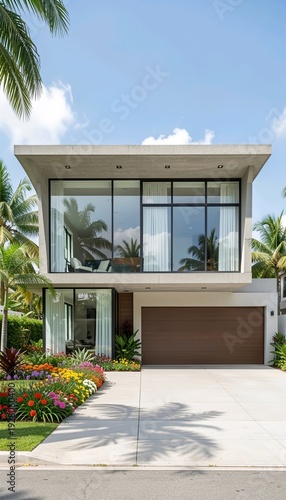 Wallpaper Mural modern house with palm trees Torontodigital.ca