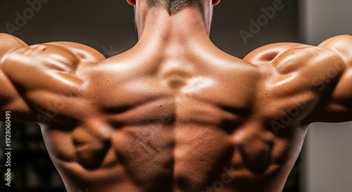 Wallpaper Mural Athlete's Trap Muscle Anatomy Highlighted on Athletic Back Demonstrating Upper Body Strength and Definition Torontodigital.ca
