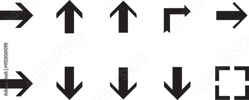 A set of black arrows on a Transparent Background, pointing up, down, left, and right for navigation and direction.