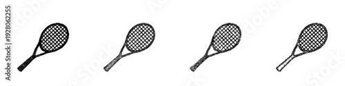 Sketch tennis racket icon design set