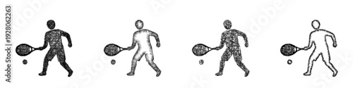 Sketch tennis player icon design set
