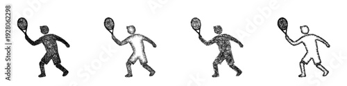 Sketch tennis forehand icon design set