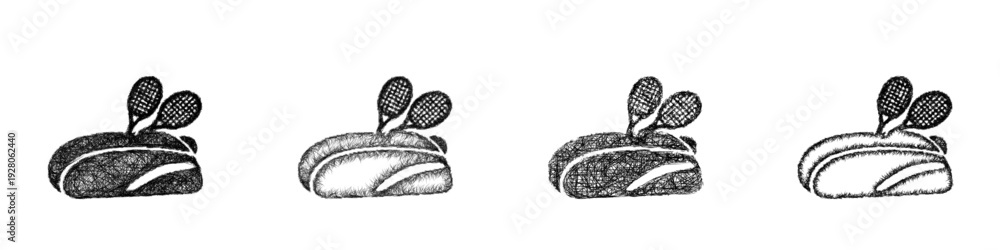 Obraz premium Sketch tennis bag icon design set