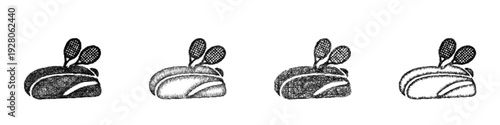 Sketch tennis bag icon design set