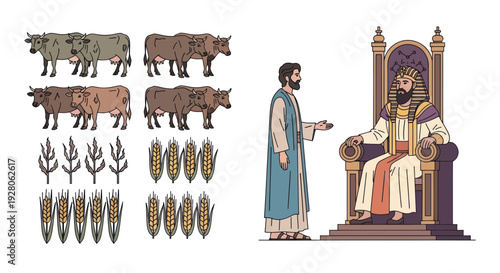 Joseph Interprets Pharaoh's Dream: Cows and Grain
