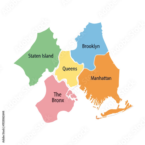 New York City Boroughs Map: Manhattan, Brooklyn, Queens, Bronx, Staten Island
