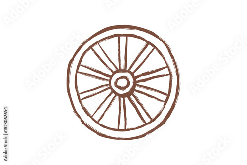 Brown wheel with spokes for design and decoration purposes easily western