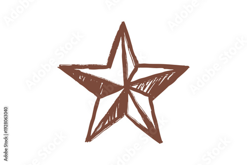 Brown star shape with five points on a illustration