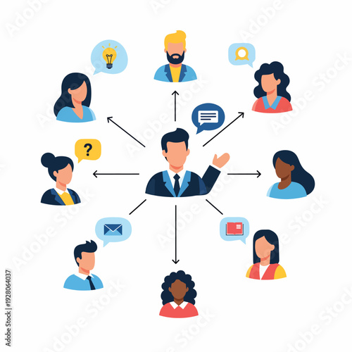 Businessman Communicating with Colleagues and Clients.