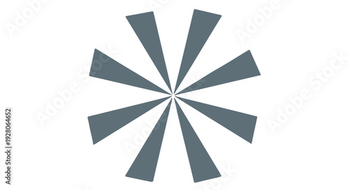 Grey abstract geometric shape with radiating grey sectors on Transparent Background, a modern design element or symbol