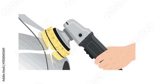 Hand holding power polisher.