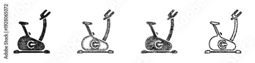 Sketch exercise bike icon design set