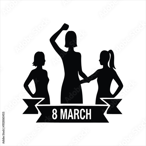 International Women’s Day March 8 Women Unity and Empowerment Silhouette Illustration