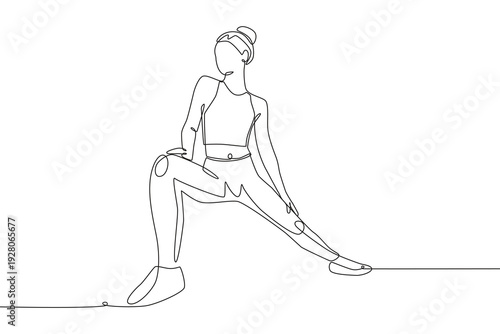 Woman stretching. Stretching concept one-line drawing