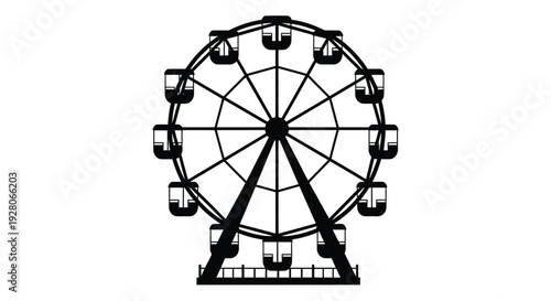 Simple black and white illustration of a classic ferris wheel design