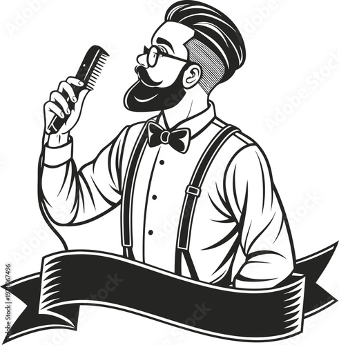 vector illustration of a man with the comb