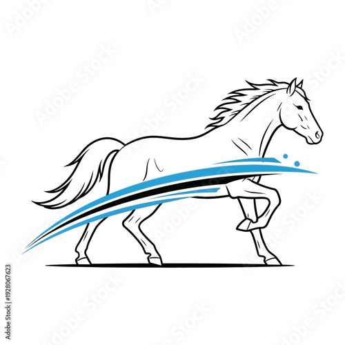 A horse with a blue and black streak