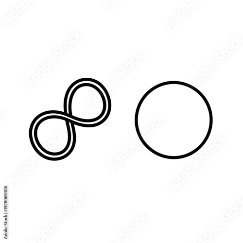 Clean line icons: a softened infinity loop symbol next to a gentle, complete circle, representing endlessness and wholeness