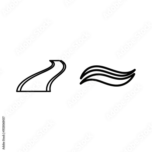 Simple outline icons depicting a smooth pathway or road and gentle wavy lines representing flow or motion