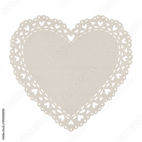 Fotografie Heart Shape Lace Doily with Paper texture