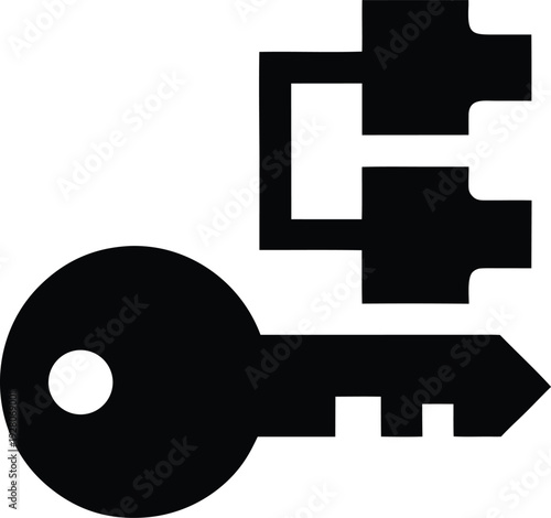 two factor authentication key silhouette vector illustration on transparent background