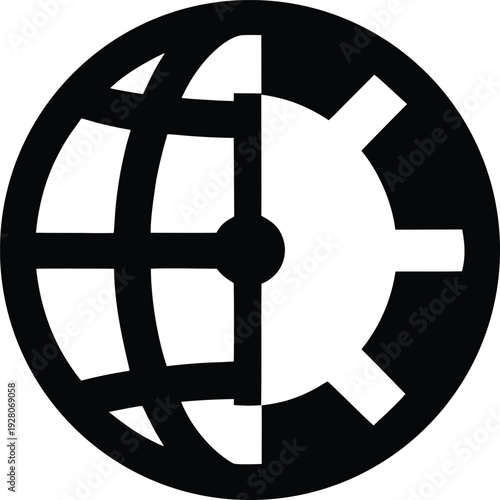 time zone globe with markers silhouette vector illustration on transparent background