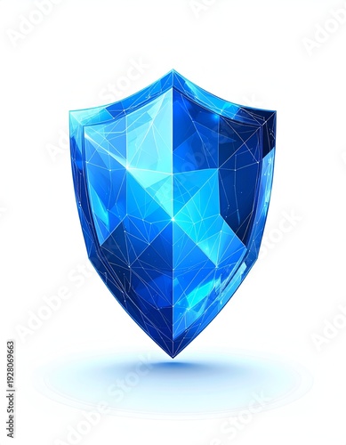 Blue Crystal Shield - Protection, Security, and Defense Illustration.